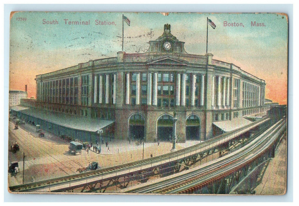 1913 South Terminal Station Boston Massachusetts MA Antique Posted Postcard
