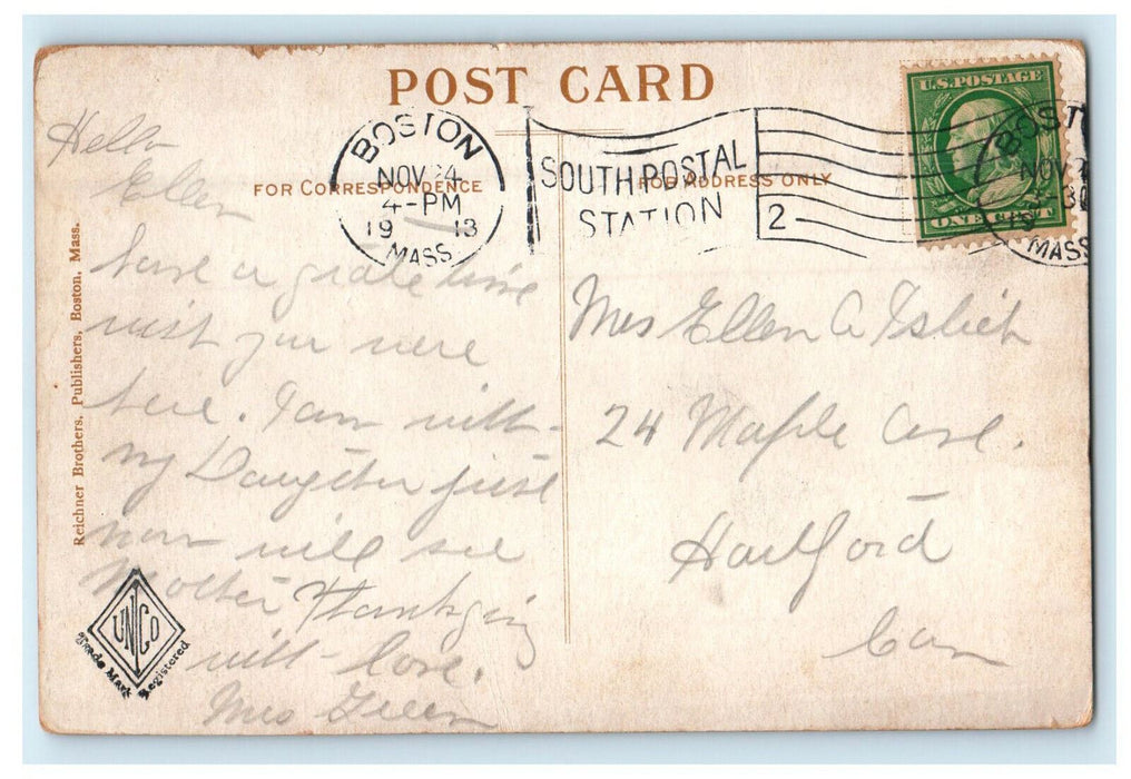 1913 South Terminal Station Boston Massachusetts MA Antique Posted Postcard