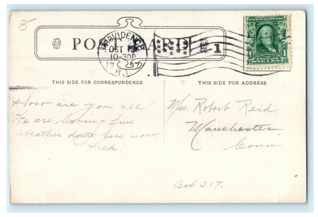 1907 The River Front, Providence Rhode Island RI Antique Postcard