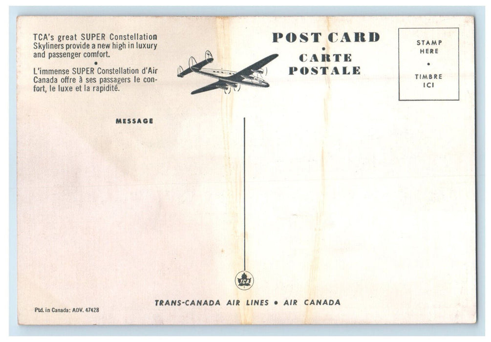 c1950s Passengers Out from Airplane, Trans Canada Air Lines Service Postcard