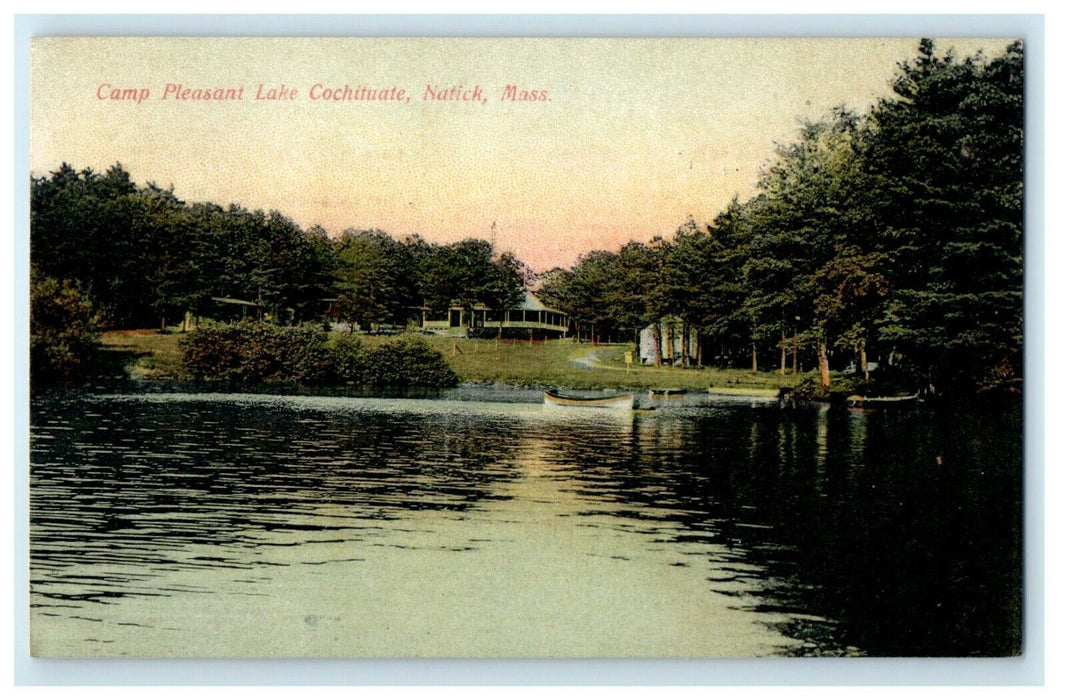 1908 Camp Pleasant Lake Cochituate Natick Massachusetts MA Antique Postcard
