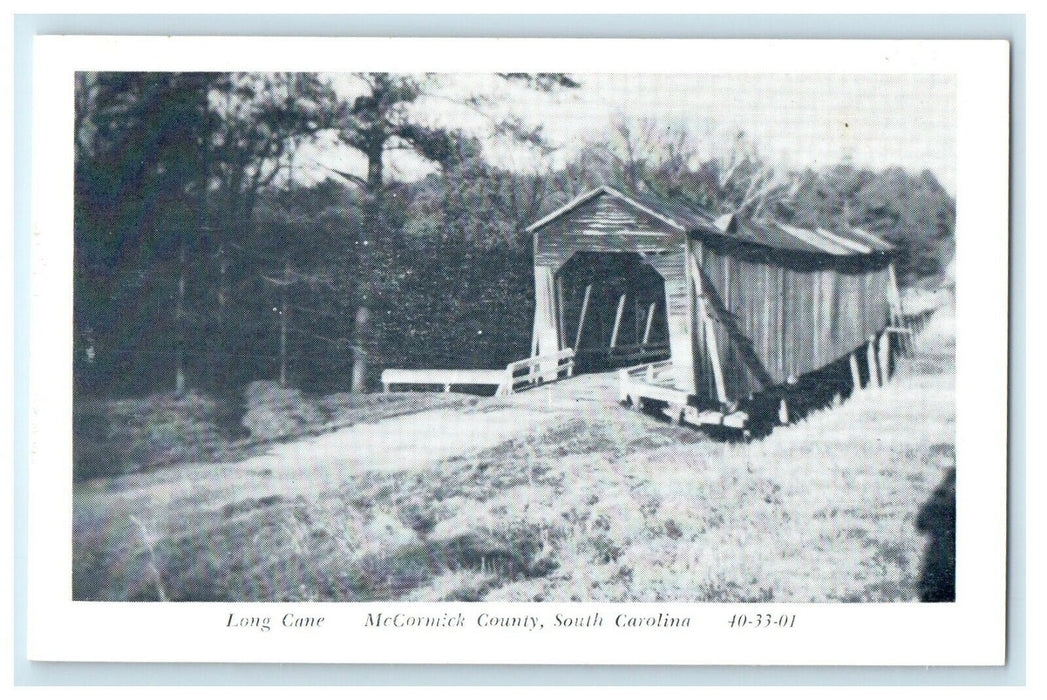 c1940's Long Cane Covered Bridge McCormick County South Carolina SC Postcard