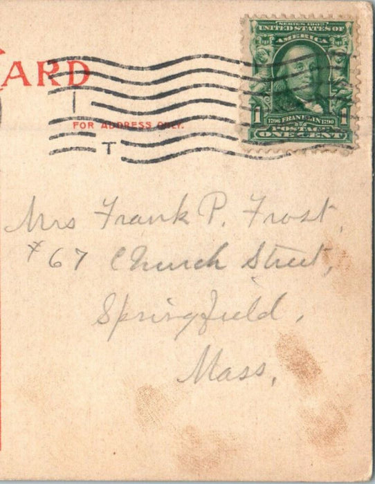 1907 Worcester County, Worcester Massachusetts MA Posted Antique Postcard