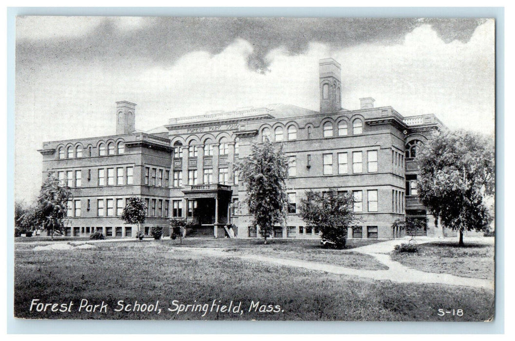 1911 Forest Park School, Springfield, Massachusetts MA Unposted Postcard