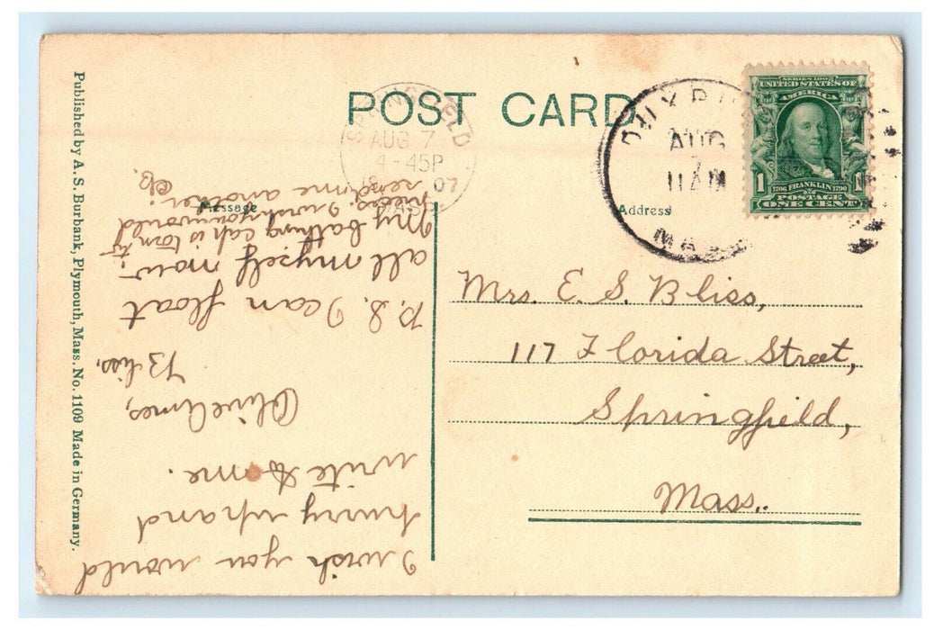 1907 Elder Brewster Chair, Pilgrim Hall, Plymouth Massachusetts MA Postcard