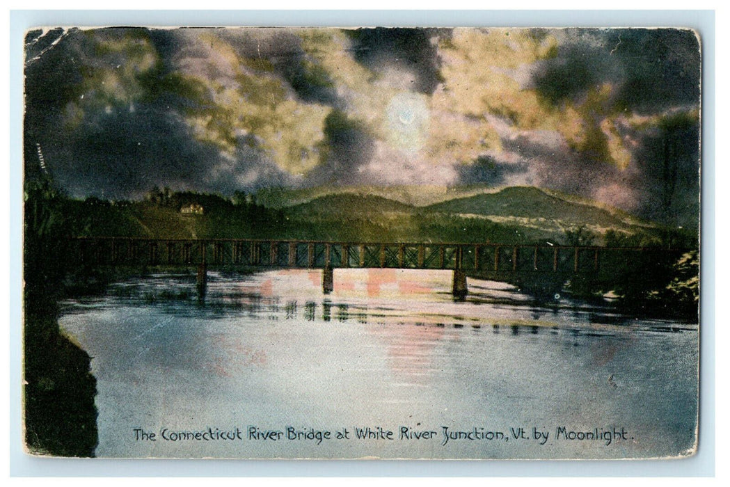 1919 Connecticut River Bridge, White River Junction Vermont VT Postcard