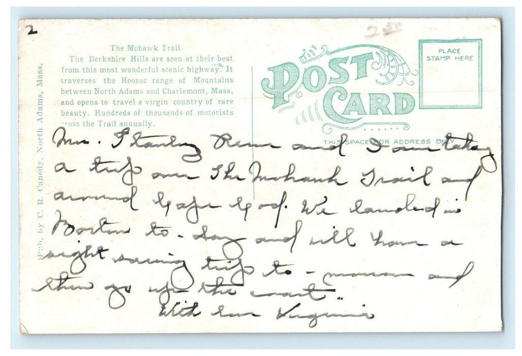 c1920's Mohawk Trail, Deerfield River View Charlemont, Massachusetts MA Postcard