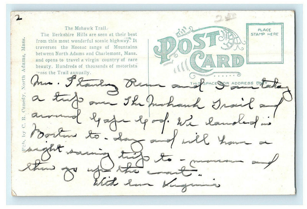c1920's Mohawk Trail, Deerfield River View Charlemont, Massachusetts MA Postcard