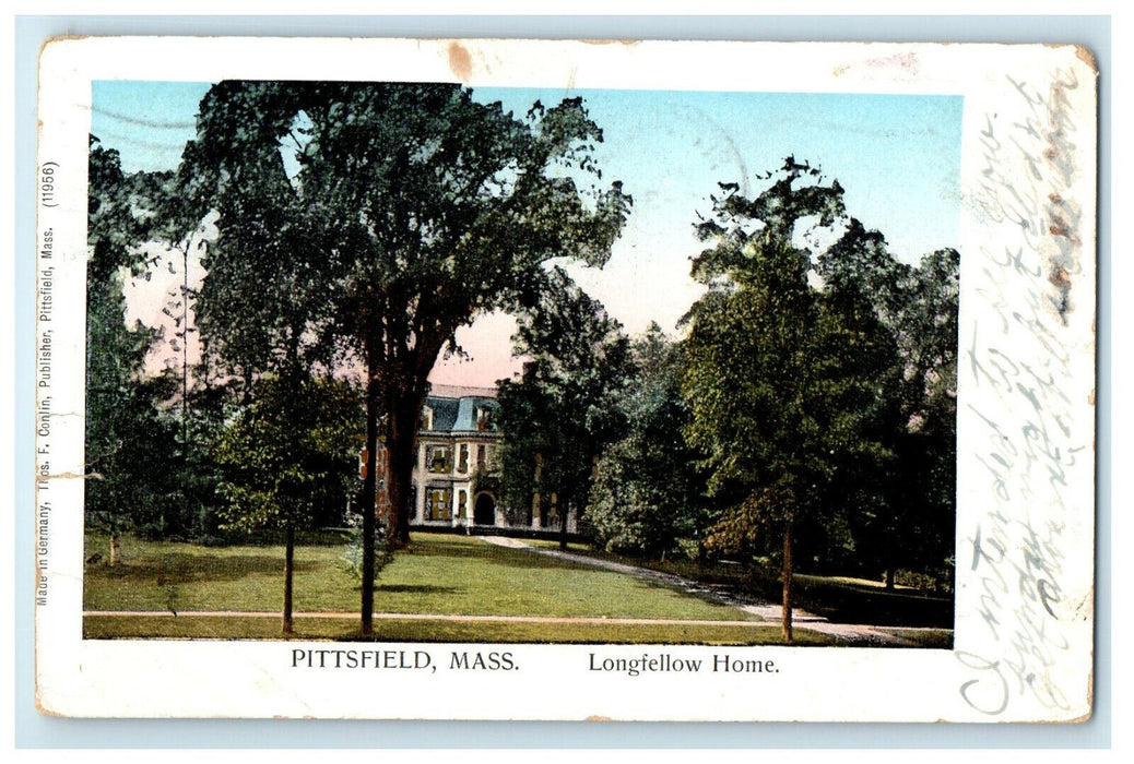 1908 Longfellow Home, Pittsfield, Massachusetts MA Antique Posted Postcard
