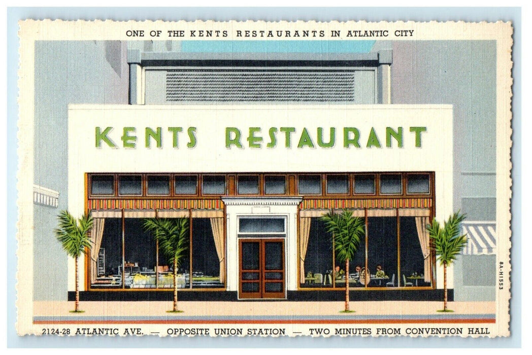 c1940's Kents Restaurant Atlantic City New Jersey NJ Vintage Postcard