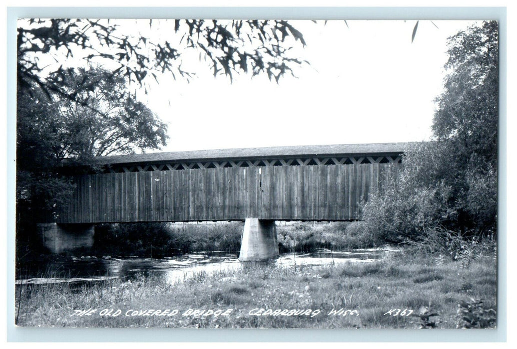 1933 The Old Covered Bridge, Cedarburg, Wisconsin WI Antique RPPC postcard