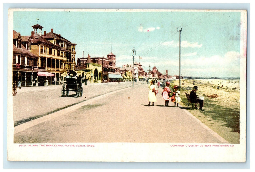 1905 Along the Boulevard, Revere Beach Massachusetts MA Unposted Postcard