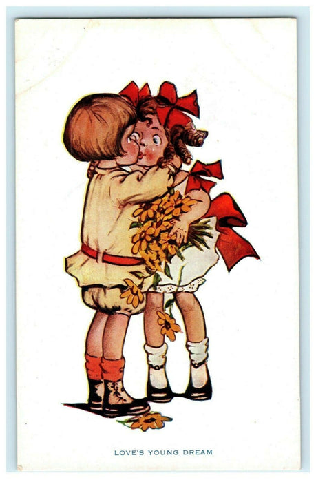 Boy Kissing Girl Katharine Gassaway Meckling South Dakota Antique Postcard