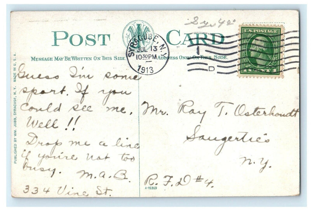 1913 Syracuse New York NY, Administration Building Syracuse University Postcard