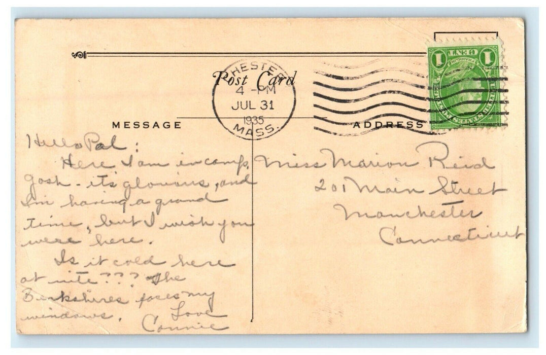 1935 Chester MA, Brookside Lodge Springfield Y.W.C.A Camp Swimming Pool Postcard