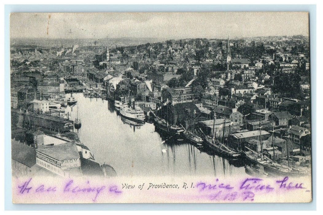 1906 View of Buildings and Boats in Providence Rhode Island RI Antique Postcard