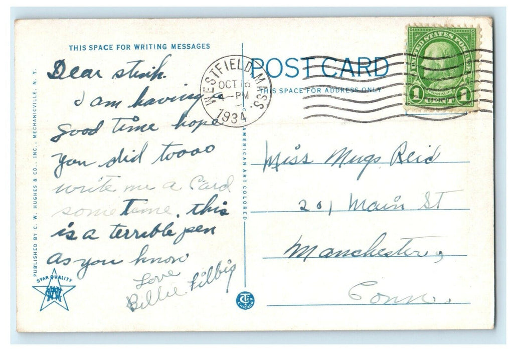 1932 Barnes Airport Westfield Massachusetts MA Posted Postcard