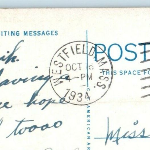 1932 Barnes Airport Westfield Massachusetts MA Posted Postcard