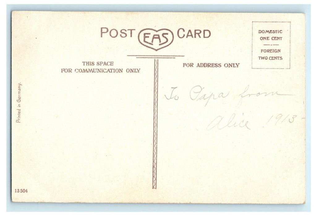 Christmas EAS Gloss Church Holly 1913 Leaf Painting Vintage Antique Postcard