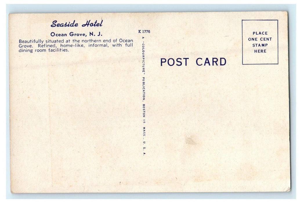 c1940's Seaside Hotel Ocean Grove New Jersey NJ Vintage Postcard