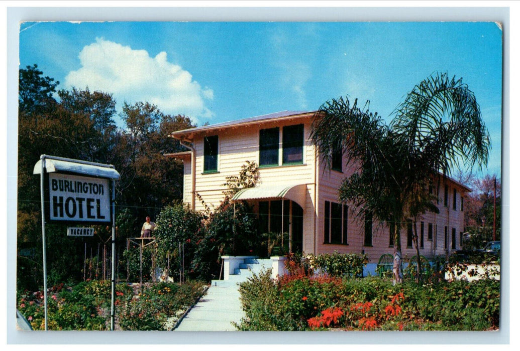 1957 Entrance View Burlington Hotel, St. Petersburg Florida FL Postcard