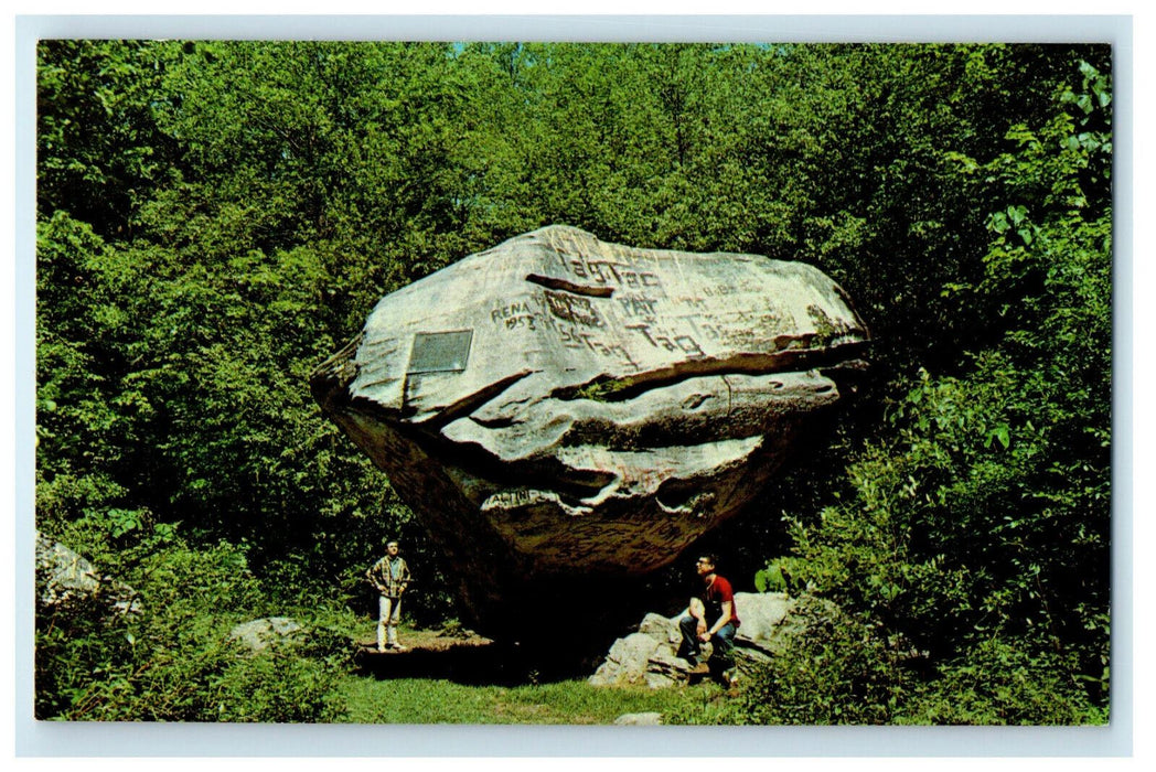 c1950s Balance Rock at Lanesboro, Berkshire Hills, Massachusetts MA Postcard