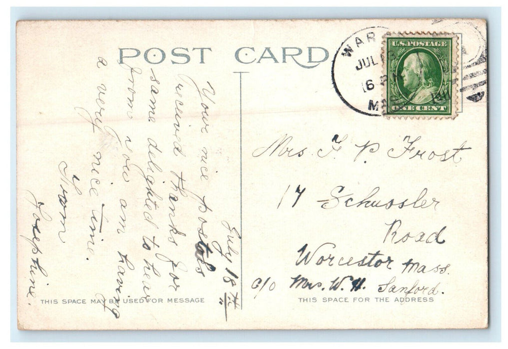 1911 Lake and Pavilion, Forest Lake, Palmer Massachusetts MA Antique Postcard