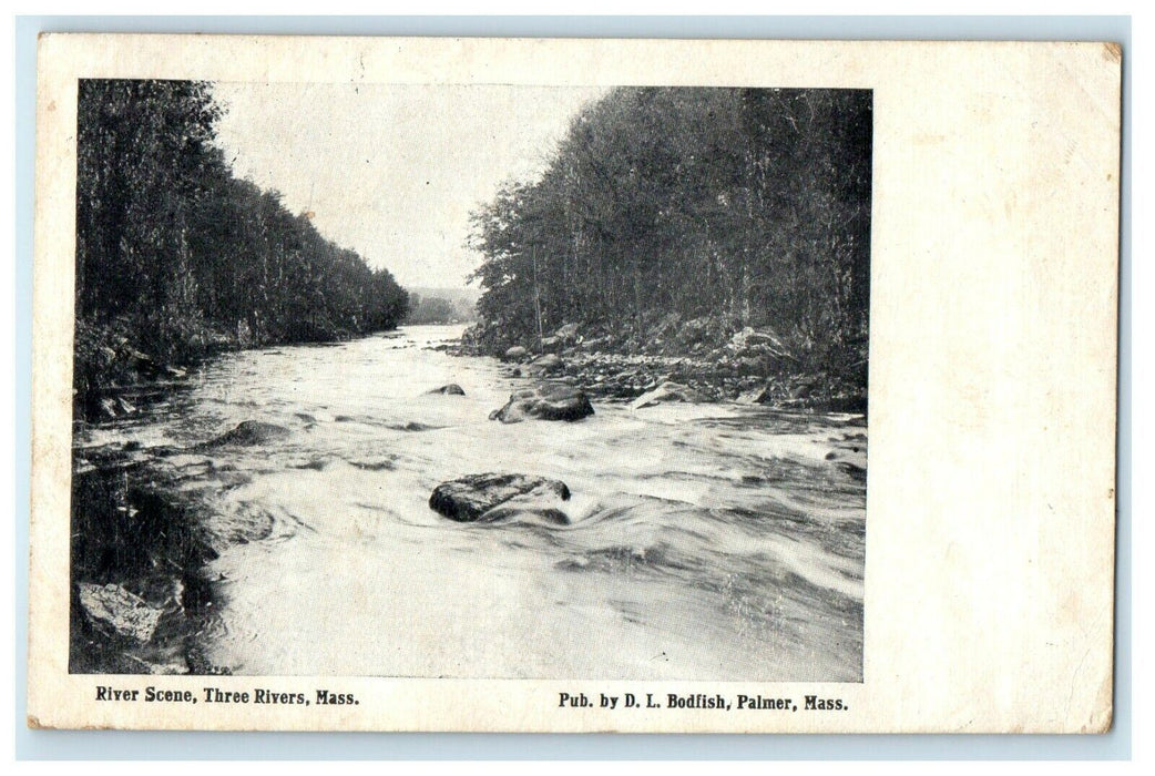1908 River Scene At Three Rivers Massachusetts MA Posted  Antique Postcard