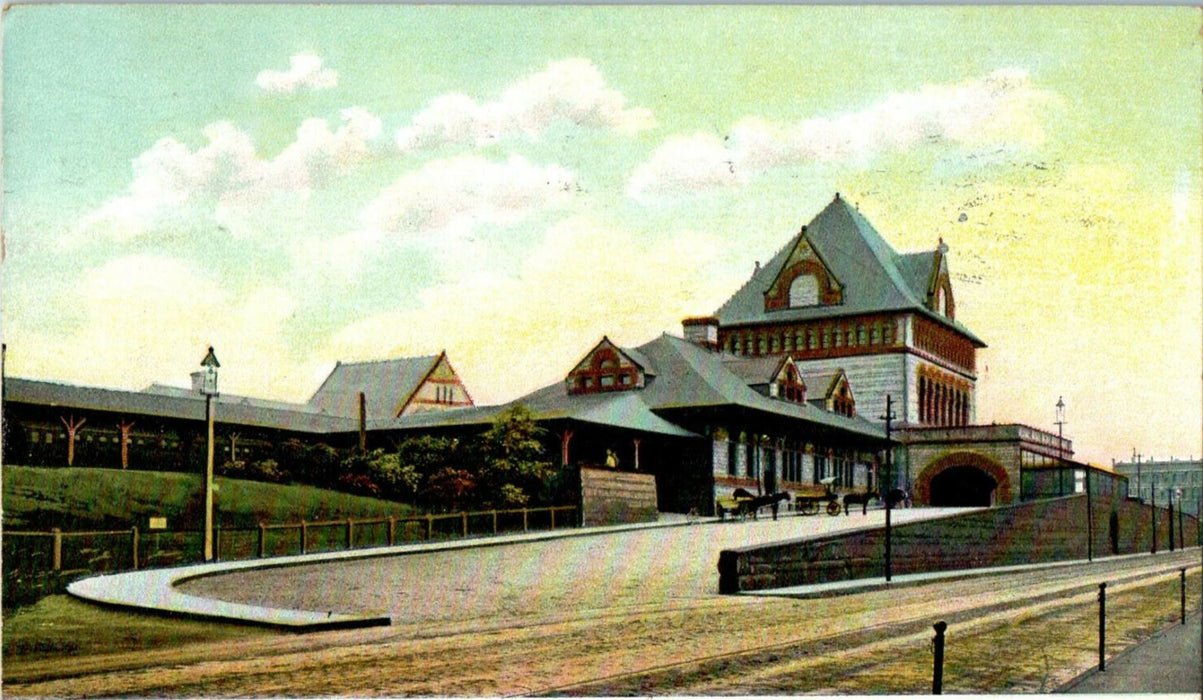 1906 Union Depot, Springfield, Massachusetts MA Antique Posted Postcard