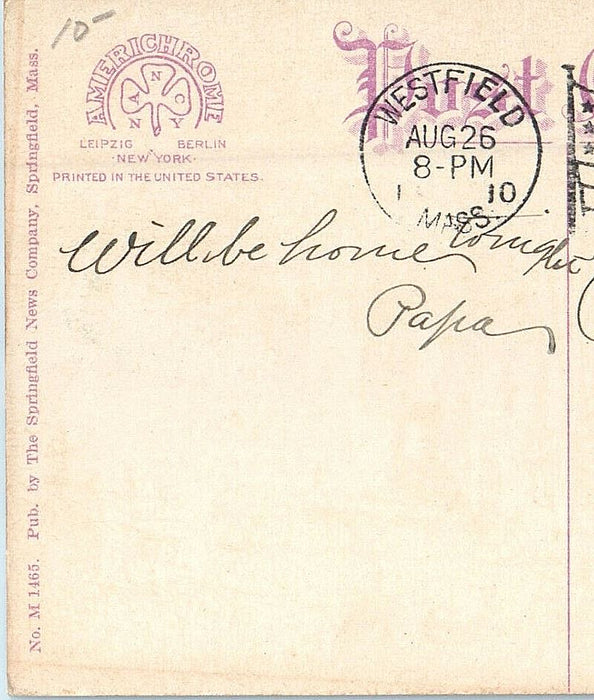 1910 Westfield Center Showing Post Office, Westfield, Massachusetts MA Postcard