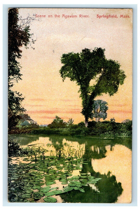 1908 Scene On The Agawam River Springfield Massachusetts MA Antique Postcard