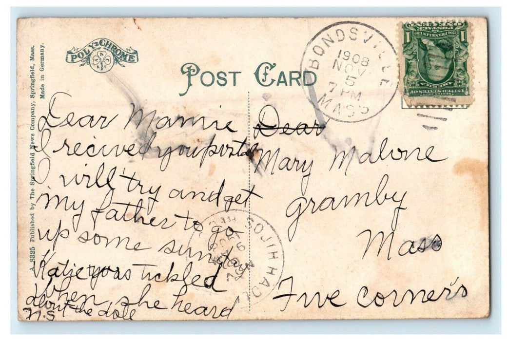 1908 Scene On The Agawam River Springfield Massachusetts MA Antique Postcard