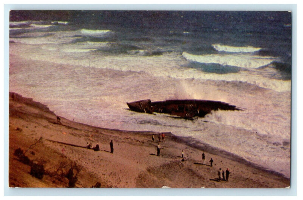 1954 Birds Eye View Of Surf & Wreck Cape Cod Massachusetts MA Vintage Postcard