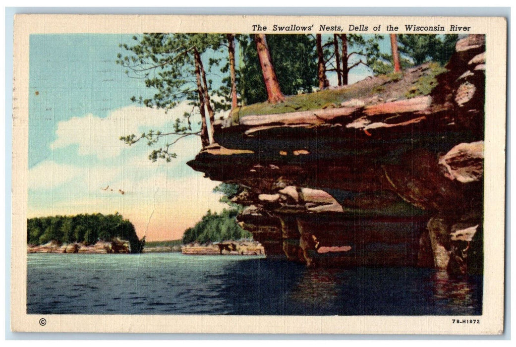 1948 The Swallows Nests Dells of the Wisconsin River Baraboo WI Postcard