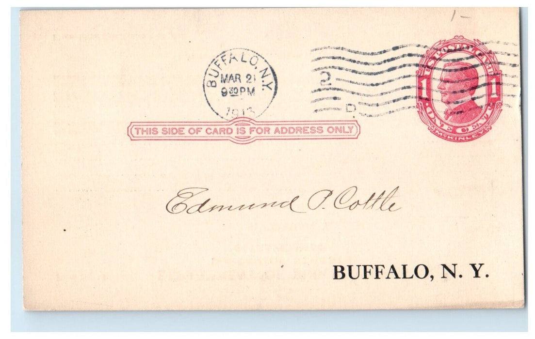 1913 Department Of Public Works Sidewalk Cleaning Bill Buffalo NY Postcard