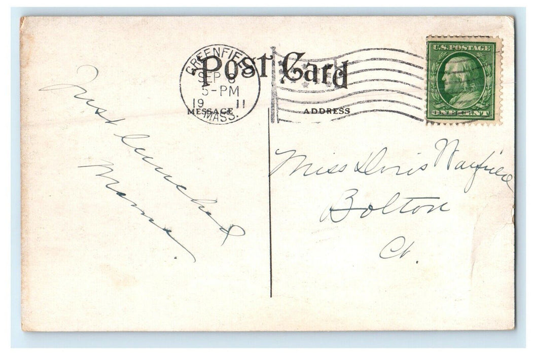 1911 The Weldon Street View Cars Greenfield Massachusetts MA Antique Postcard