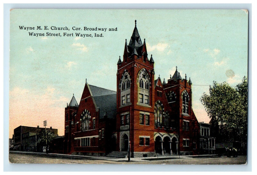 Wayne M.E. Church Cor. Broadway Wayne Street Fort Wayne Indiana IN Postcard