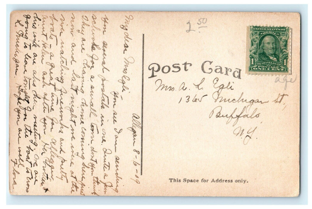 1909 Four Schools and Prof W. McIntosh Allegan Michigan MI Postcard