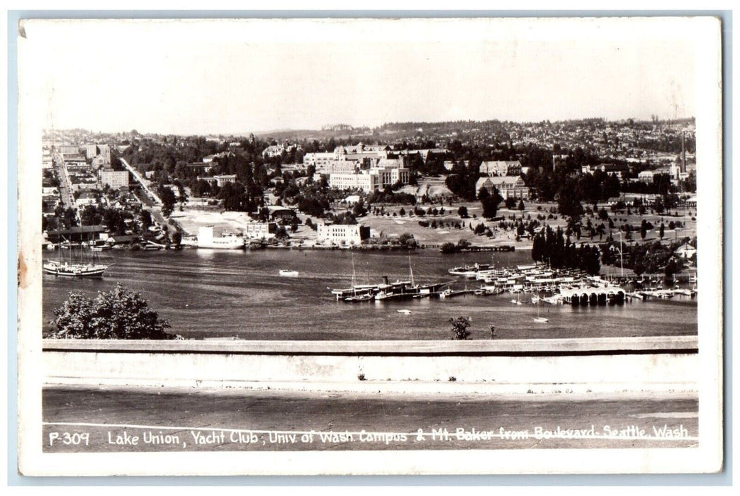 Lake Union Yacht Club Univ. Of Wash. Campus Seattle WA RPPC Photo Postcard