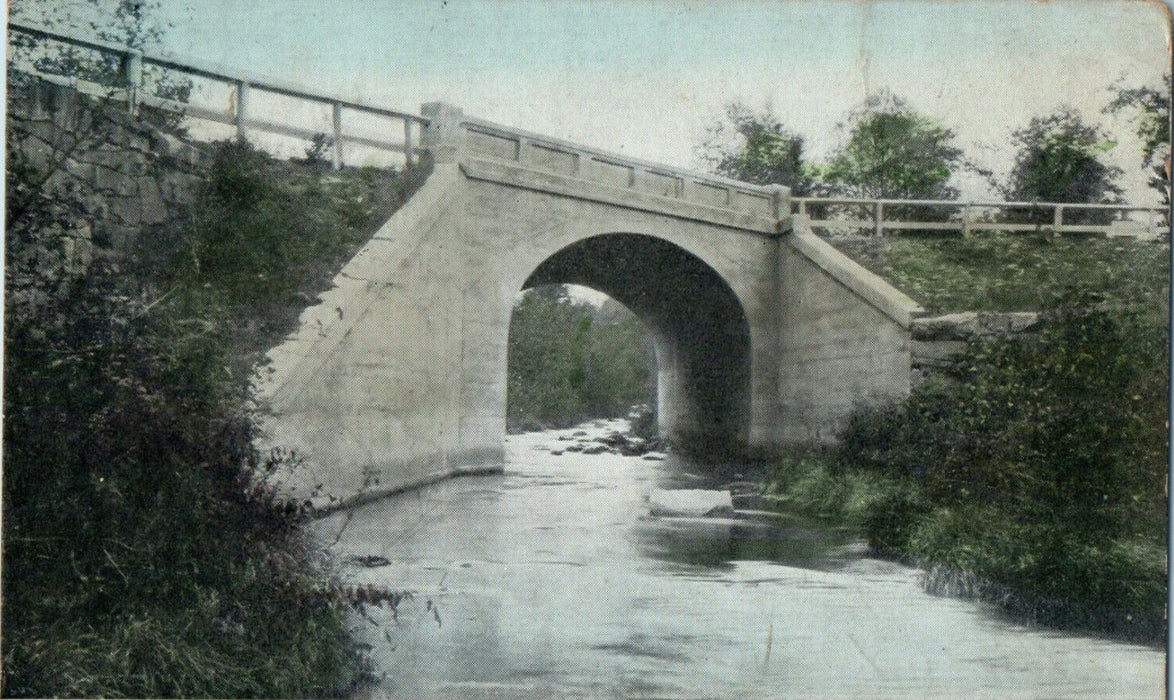 1916 New Cement Bridge, Ashby, Massachusetts MA Antique Posted Postcard