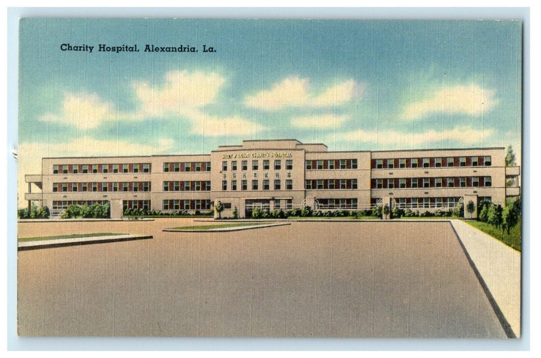c1940's View Of Charity Hospital Alexandria Louisiana LA Vintage Postcard