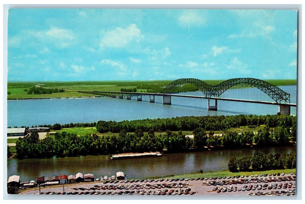 c1970's Hernando De Sota Bridge, Memphis on the Mississippi MS Postcard