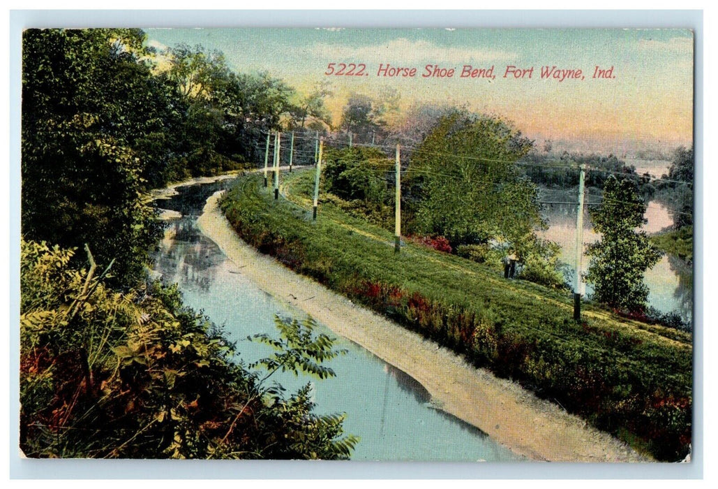 c1910's View Of Horse Shoe Bend Fort Wayne Indiana IN Unposted Antique Postcard