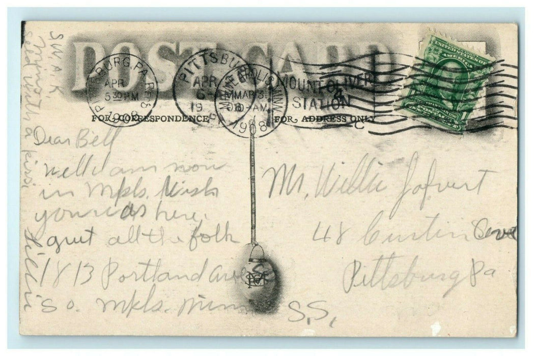 State Capitol St. Paul Minnesota 1908 Mount Oliver Station Antique Postcard