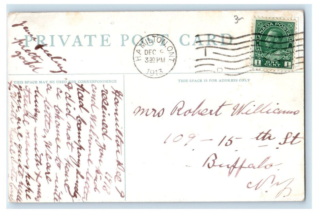 1913 Court House Building Hamilton Ontario Canada Posted Antique Postcard