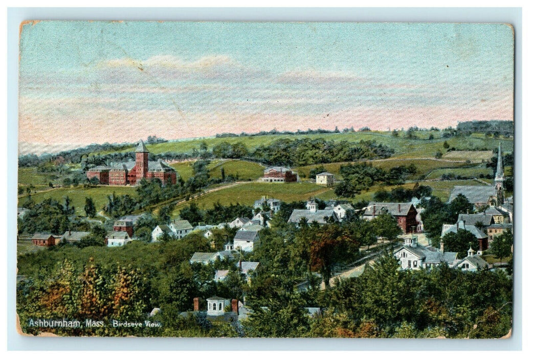 c1910 Ashburnham Massachusetts Birdseye View MA Posted Antique Postcard