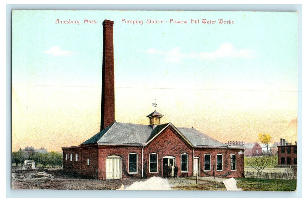 c1910 Amesbury Massachusetts Pumping Station Powow Hill Water Works MA Postcard