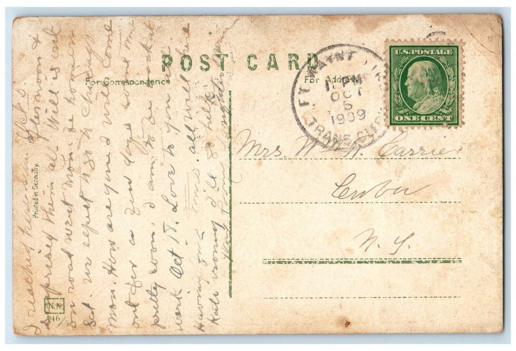 1909 Post Office Building Street View Fort Wayne Indiana IN Antique Postcard