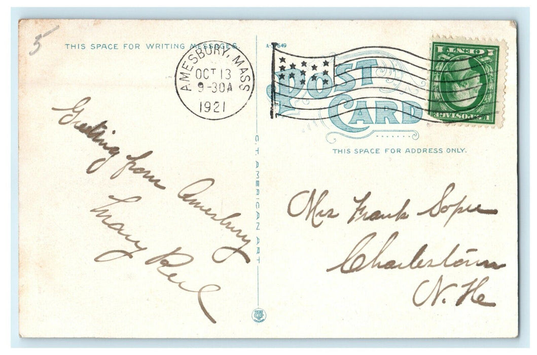 1921 Poet Whittier's Home Amesbury Massachusetts MA Posted Vintage Postcard