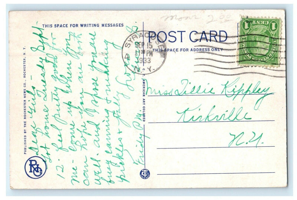 1933 Municipal Zoo Seneca Park Street View Rochester New York NY Postcard